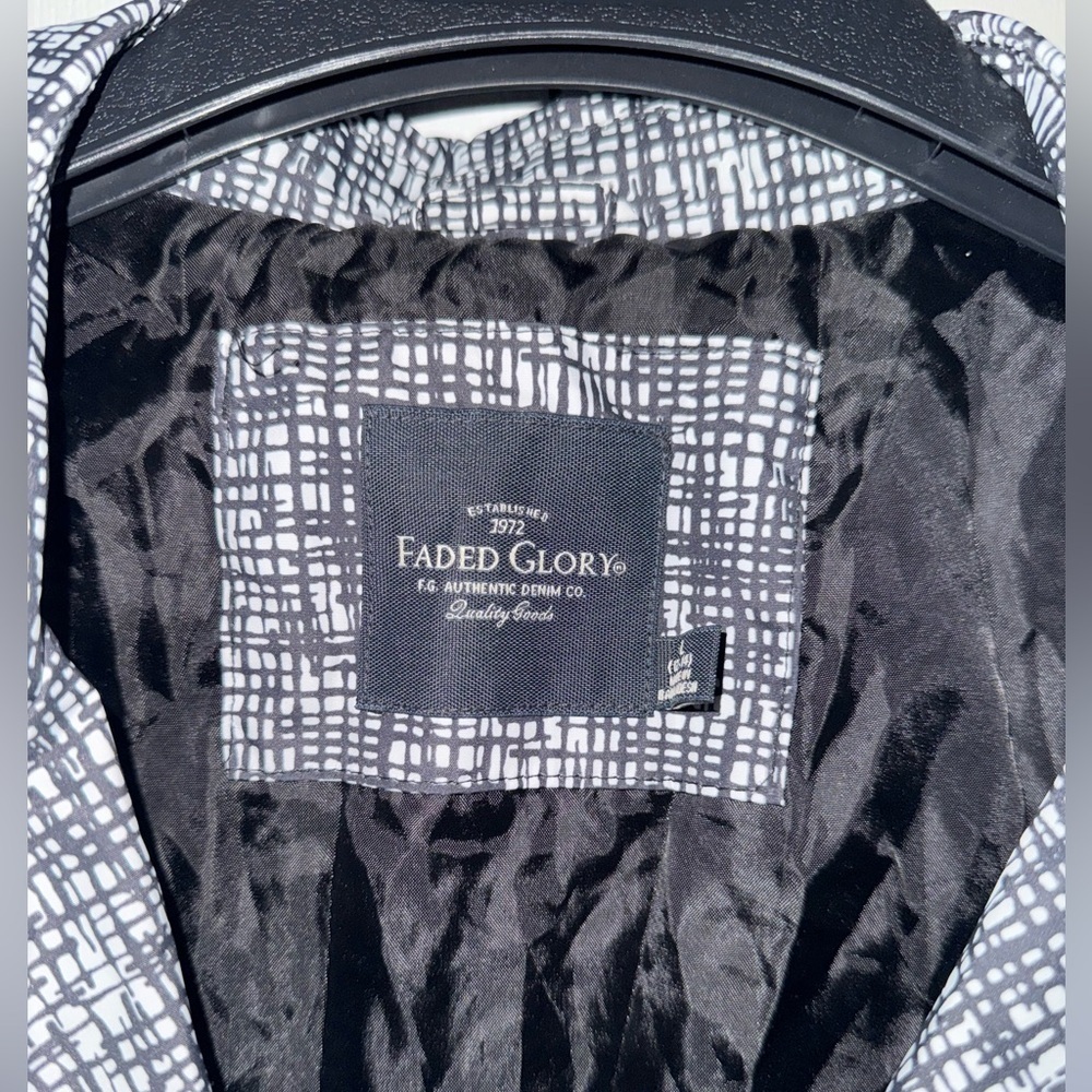 Faded Glory Women's L Black White Print Belted Lightweight Trench Coat Jacket - Picture 4 of 16